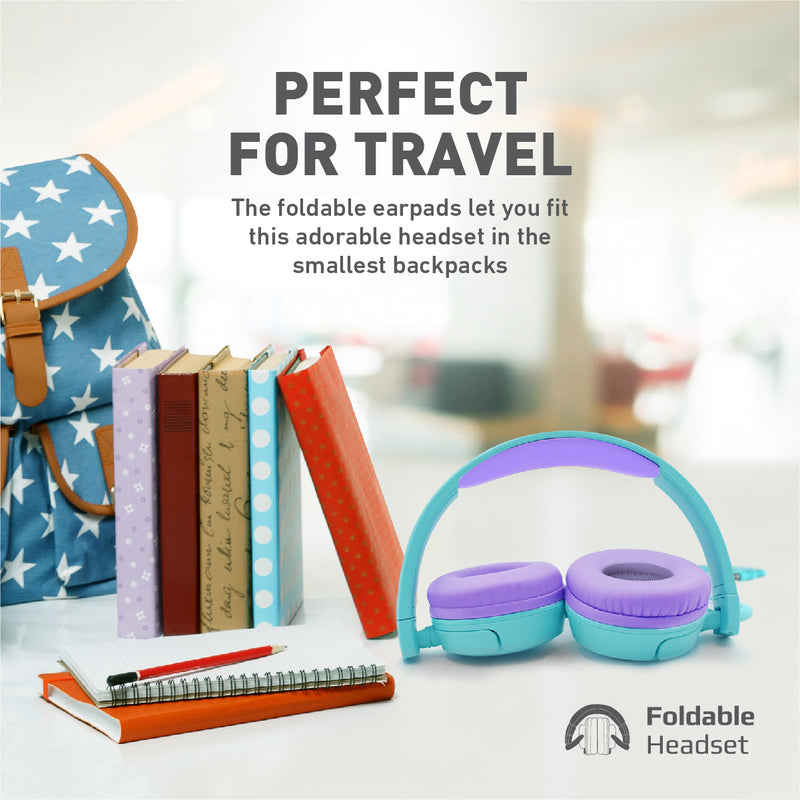 Promate Jewel KidSafe Wired Kids Headset 40mm Aqua-Detail