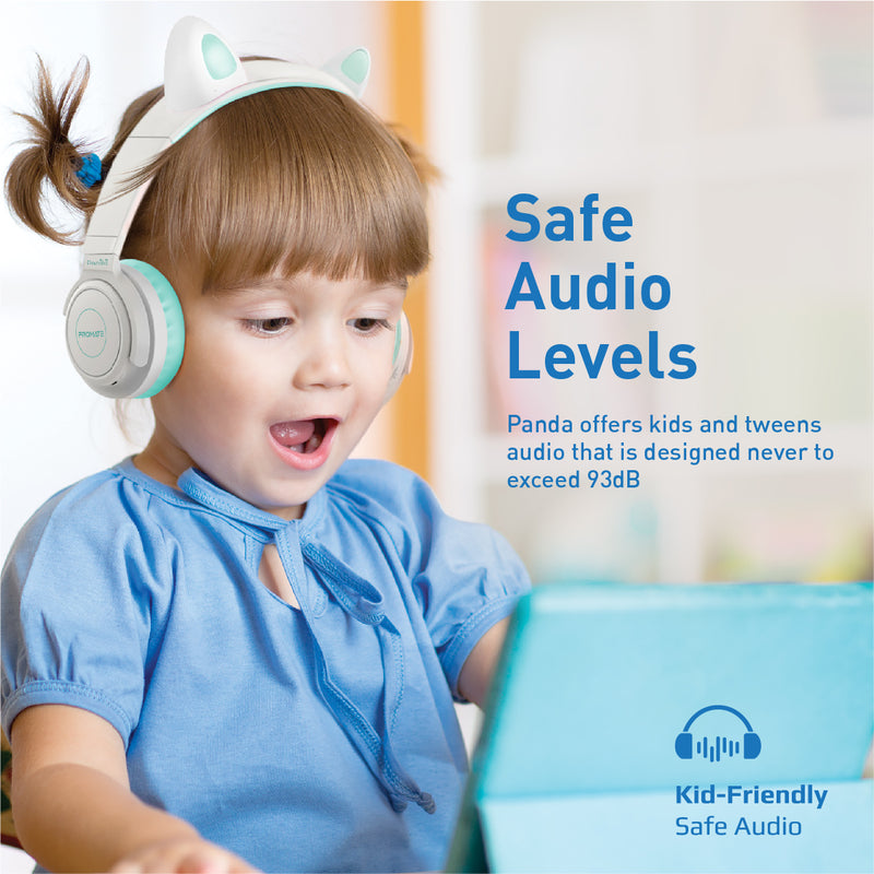 Promate Panda KidSafe Wireless Kids Headset 1000mAh Aqua-Angle