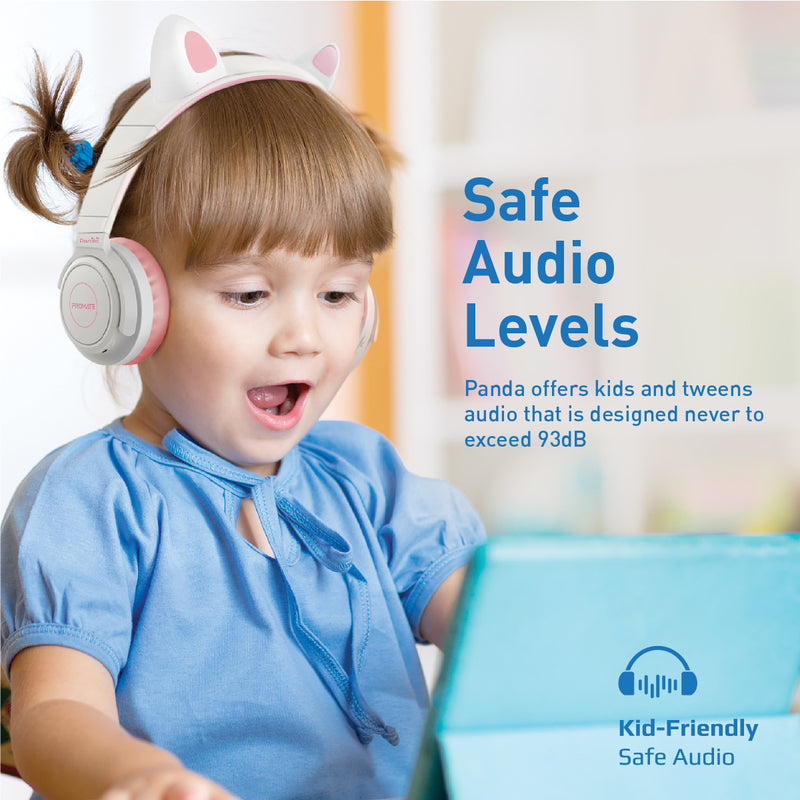 Promate Panda KidSafe Wireless Kids Headset 1000mAh Bubble Gum-Angle