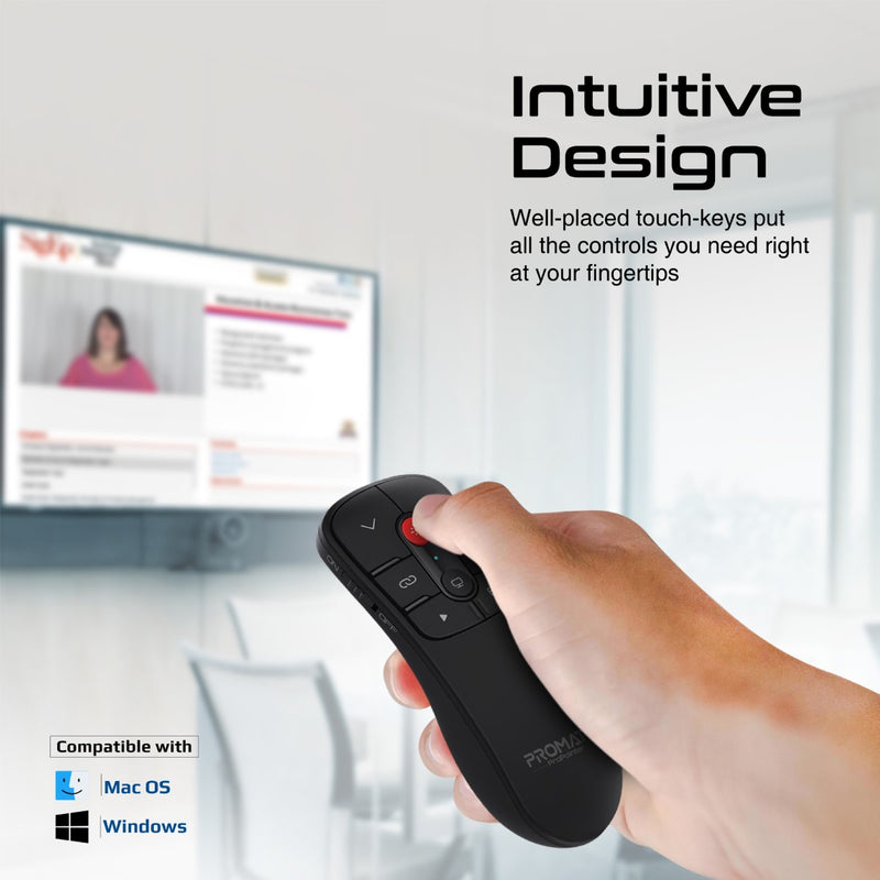 Promate ProPointer wireless presenter control buttons - angle view