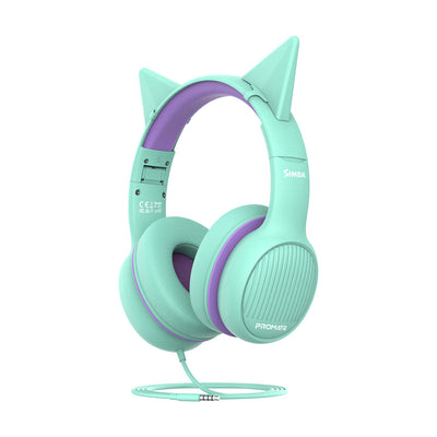 Promate Simba SafeAudio Wired Kids Headset 40mm Emerald-Front