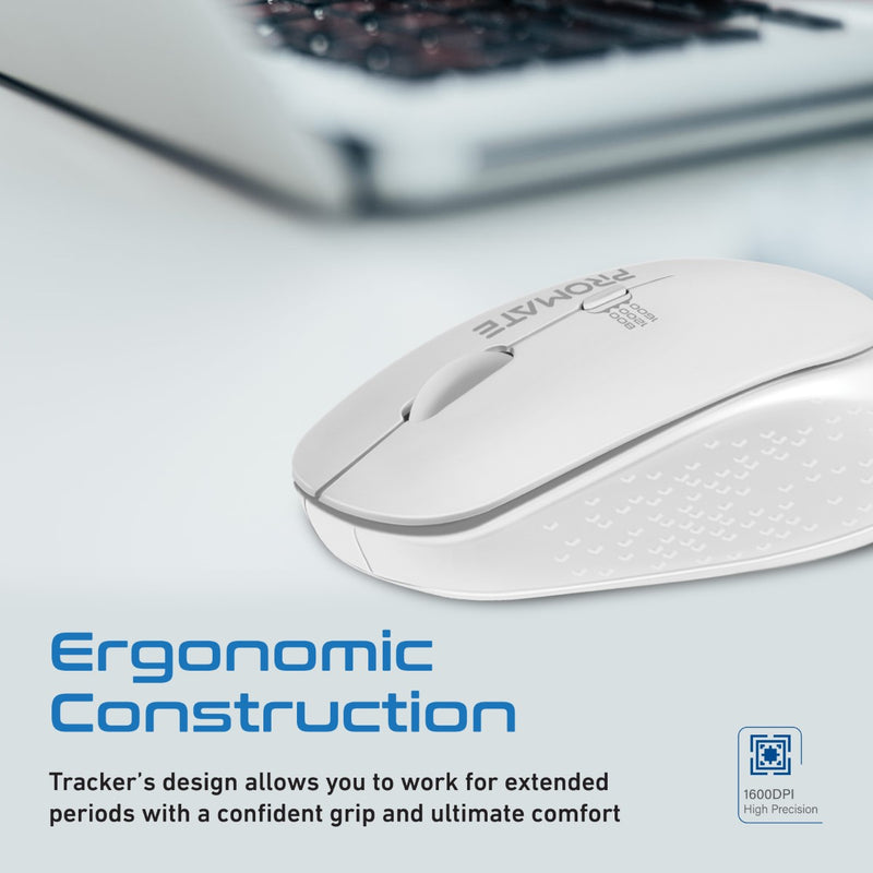 Promate Tracker White mouse ergonomic side detail