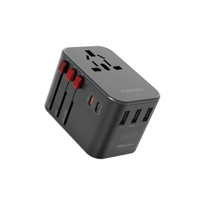 Promate TripMate-36W محول سفر عالمي ذكي 36 واط بحماية من ارتفاع التيار - صورة أمامية
