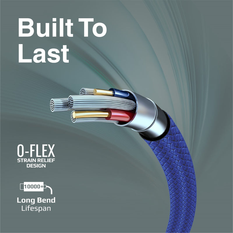 Promate XCord-AC Navy flexible TPE cable bend detail
