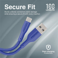 Promate XCord-AC Navy 1m USB-A to USB-C data and charge cable