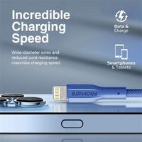 Promate XCord-Ai Navy Lightning connector close-up