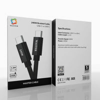 كيبل ماستر مظفر تايب سي الى تايب سي بقدرة شحن 240 واط وطول 1.2 متر | Master Braided 240W Cable USB-C to USB-C 1.2M