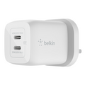 شاحن حائط بيلكين GaN بمنفذي تايب سي وبقدرة شحن 65 واط | Belkin 65W Dual USB Type C Wall Charger Fast Charging Power Delivery 3.0 with GaN Technology
