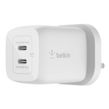 شاحن حائط بيلكين GaN بمنفذي تايب سي وبقدرة شحن 65 واط | Belkin 65W Dual USB Type C Wall Charger Fast Charging Power Delivery 3.0 with GaN Technology