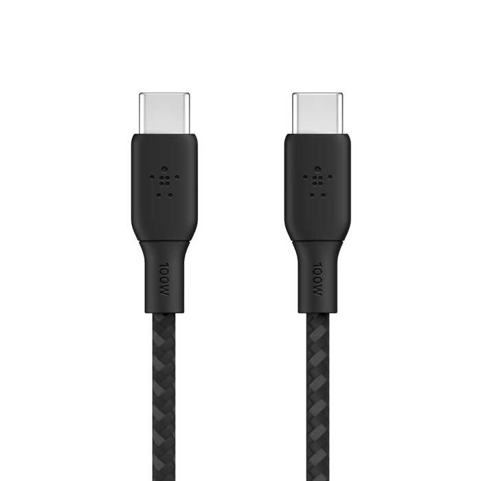كيبل بيلكن BoostCharge المضفر تايب سي الى تايب سي بقدرة شحن 100 واط وبطول 3 متر | Belkin BoostCharge USB-C to USB-C Braided Cable 100W PD 3M