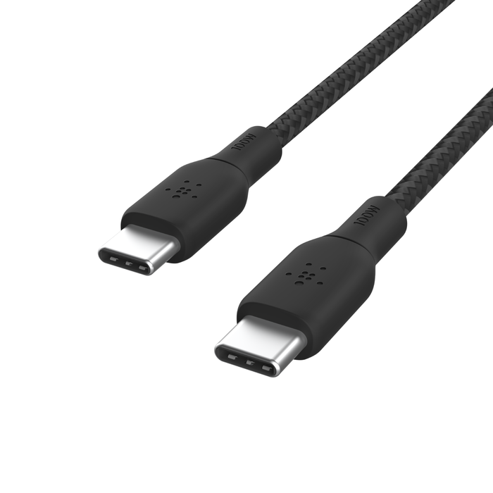 كيبل بيلكن BoostCharge المضفر تايب سي الى تايب سي بقدرة شحن 100 واط وبطول 3 متر | Belkin BoostCharge USB-C to USB-C Braided Cable 100W PD 3M