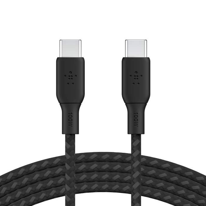 كيبل بيلكن BoostCharge المضفر تايب سي الى تايب سي بقدرة شحن 100 واط وبطول 3 متر | Belkin BoostCharge USB-C to USB-C Braided Cable 100W PD 3M