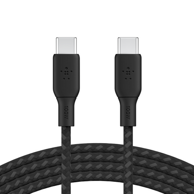Belkin BoostCharge USB-C bo USB-C Braided Cable 100W PD 3M - Belkin BoostCharge USB-C bo USB-C Braided Cable, 3m, 100W PD ji bo Şarjkirina Bilez