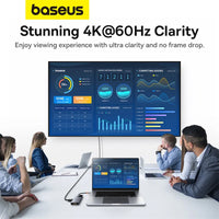 Baseus Hub Metal Gleam Series II 6 in 1 Type-C HUB HDMI 4K60HZ RJ45 Space Grey - هاب بيسوس 6 في 1 تايب سي