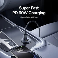 شاحن سيارة بيسوس جو تريب DP1 سريع 30 واط بمنفذي USB-C وUSB-A – أسود كوني | Baseus GoTrip DP1 30W Fast Car Charger USB-C & USB-A Cosmic Black