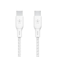 Belkin BoostCharge USB-C bo USB-C Braided Cable 100W PD 2M - Kabloya USB-C bo USB-C bi şarjêrê zêdekirî, ji naylonê pêçayî, hêza 100W, dirêjahiya 2 metreyan