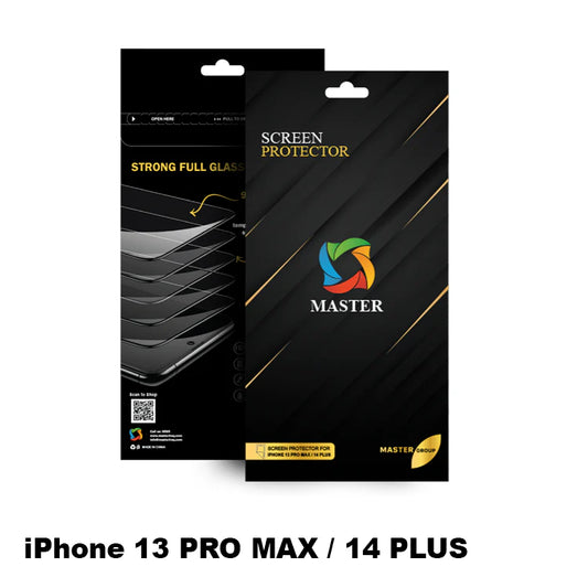 واقي شاشة زجاجي شفاف من ماستر لايفون 13 برو ماكس و 14 بلس |  MASTER Clear Tempered Glass Screen Protector for iPhone 13 Pro Max & 14 Plus
