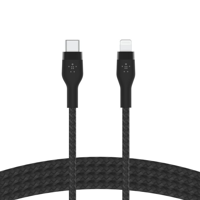 كيبل بيلكن BoostCharge Pro Flex تايب سي الى لايتننغ بطول 1 متر | Belkin BoostCharge Pro Flex USB-C Braided Silicone Cable with Lightning Connector