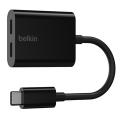 محول بيلكن من تايب سي الى تايب سي للصوت ومنفذ تايب سي بقدرة شحن 60 واط | Belkin CONNECT USB-C Audio & USB-C Charge Adapter Supports fast charging up to 60W