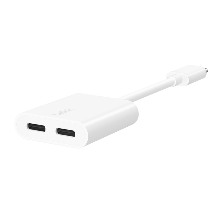 محول بيلكن من تايب سي الى تايب سي للصوت ومنفذ تايب سي بقدرة شحن 60 واط | Belkin CONNECT USB-C Audio & USB-C Charge Adapter Supports fast charging up to 60W