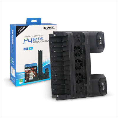قاعدة شحن وتبريد Dobe لـ PS4 - Charging & Cooling Stand - Multi-functional Dual Controller - Black