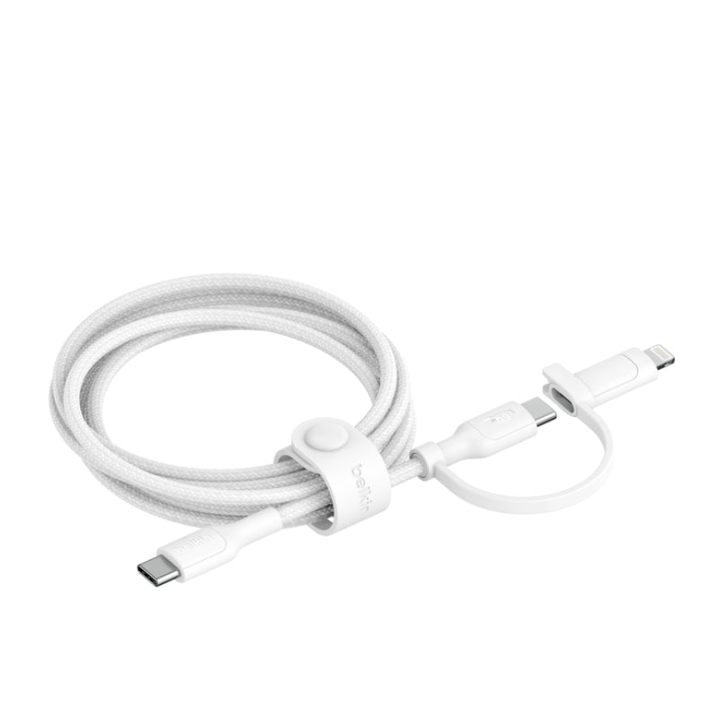 كيبل بيلكن 2 في 1 تايب سي مضفر مع محول لايتننغ | Belkin 2 in 1 USB-C Braided Cable with Lightning