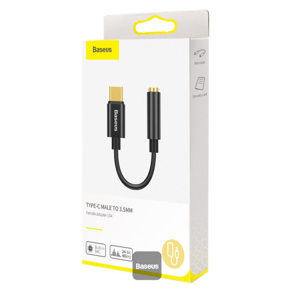 Baseus Type-C to 3.5mm Audio Adapter L54 Black | محول بيسوس من Type-C إلى 3.5mm أسود