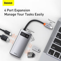 Baseus USB C Hub 4 in 1 Docking Station Adapter with 4K HDMI for MacBook Pro - محول بيسوس 4 في 1 مع HDMI 4K