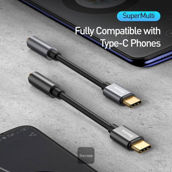 محول Baseus صوتي Type-C إلى 3.5mm - Baseus Type-C to 3.5mm Audio Adapter L54 Grey