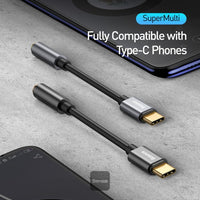 محول Baseus صوتي Type-C إلى 3.5mm - Baseus Type-C to 3.5mm Audio Adapter L54 Grey