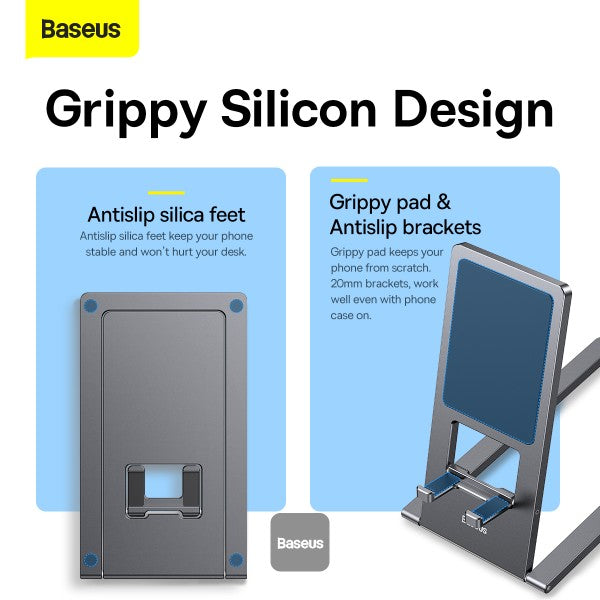 Baseus Foldable Metal Desktop Holder Grey - حامل مكتب بيسوس معدني قابل للطي رمادي