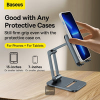 Baseus Foldable Metal Stand (Phone) Grey - حامل بيسوس معدني قابل للطي (للهاتف) رمادي