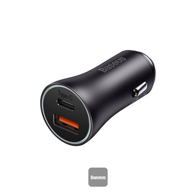 Baseus Enjoyment Pro Retractable USB-C Car Charger 60W | شاحن سيارة بيسوس إنجويمنت برو قابل للسحب 60 واط مع كابل USB-C