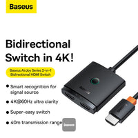 محول Baseus AirJoy 2 في 1 HDMI أسود - Baseus AirJoy 2-in-1 HDMI Switch Black