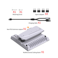 قاعدة تبريد وشحن متعددة الوظائف - Dobe TP5-3532 Multifunctional Cooling & Charging Stand - For PS5/Slim/Pro - White