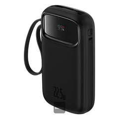 Baseus QPow2 Dual-Cable Power Bank 10000mAh 22.5W Black | بطارية شحن محمولة بيسوس 10000 مللي أمبير 22.5 واط