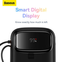 Baseus QPow2 Dual-Cable Power Bank 10000mAh 22.5W Black | بطارية شحن محمولة بيسوس 10000 مللي أمبير 22.5 واط
