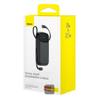 Baseus QPow2 Dual-Cable Power Bank 10000mAh 22.5W Black | بطارية شحن محمولة بيسوس 10000 مللي أمبير 22.5 واط