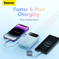 Baseus QPow2 Dual-Cable Power Bank 10000mAh 22.5W Blue (With Cable C 0.3m) - باور بانك بيسوس 10000 مللي أمبير