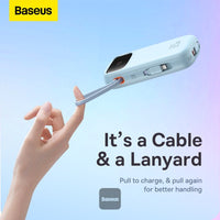 Baseus QPow2 Dual-Cable Power Bank 10000mAh 22.5W Blue (With Cable C 0.3m) - باور بانك بيسوس 10000 مللي أمبير