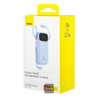 Baseus QPow2 Dual-Cable Power Bank 10000mAh 22.5W Blue (With Cable C 0.3m) - باور بانك بيسوس 10000 مللي أمبير