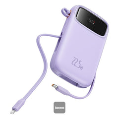 Baseus QPow2 Dual-Cable Power Bank 10000mAh 22.5W Purple (With Cable C 0.3m) | باور بانك بيسوس كيو باو 2 بكابلين 10000 مللي أمبير 22.5 واط بنفسجي