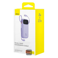Baseus QPow2 Dual-Cable Power Bank 10000mAh 22.5W Purple (With Cable C 0.3m) | باور بانك بيسوس كيو باو 2 بكابلين 10000 مللي أمبير 22.5 واط بنفسجي