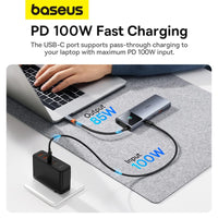 Baseus Hub Metal Gleam Series II 6 in 1 Type-C HUB HDMI 4K60HZ RJ45 Space Grey - هاب بيسوس 6 في 1 تايب سي