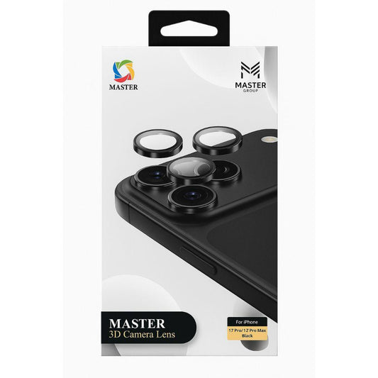 Master 3D Camera Lens Aluminium for iPhone 17 Pro & 17 Pro Max – Black | عدسة كاميرا ألومنيوم ثلاثية الأبعاد لآيفون 17 برو وبرو ماكس – أسود