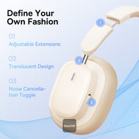Baseus Bowie H1i Noise-Canceling Headphones White | سماعات بيسوس بوي H1i عازلة للضوضاء أبيض