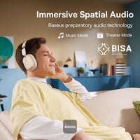 Baseus Bowie H1i Noise-Canceling Headphones White | سماعات بيسوس بوي H1i عازلة للضوضاء أبيض