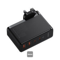 شاحن Baseus GaN5 Pro 2C+2U بقوة 100 واط | Baseus GaN5 Pro Charger 2C+2U 100W UK Black (With Cable C→C 100W 1m Black)