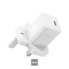 شاحن Baseus GaN5 Mini 30W UK - Baseus GaN5 Mini Charger 1C 30W UK White