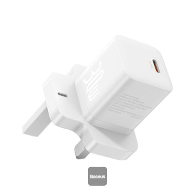 شاحن Baseus GaN5 Mini 30W UK - Baseus GaN5 Mini Charger 1C 30W UK White